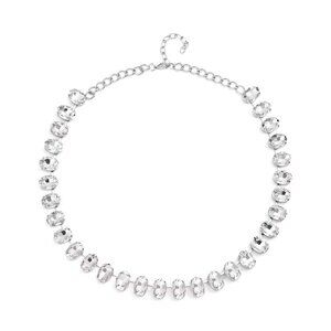 White Glass Tennis Choker Design Necklace 20-22 Inches in Silvertone